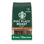 Starbucks Ground Coffee, Medium Roast Hot or Iced Coffee, Pike Place Roast, Six 12 oz Bags​ - Image 2