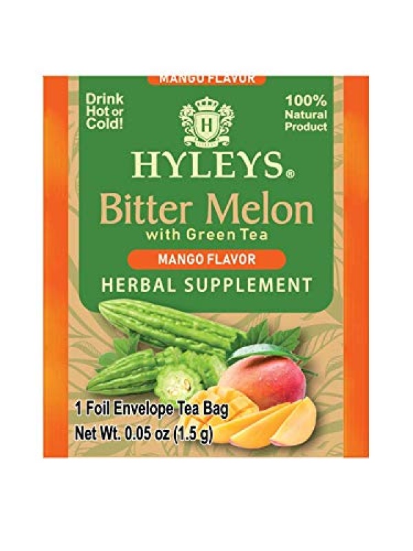 Hyleys Bitter Melon with Green Tea - Mango Flavor - 25 Tea Bags - Supports Healthy Liver Function - Herbal Supplement - Image 4