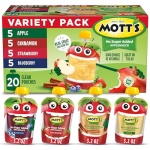 Mott's No Sugar Added Applesauce Variety Pack, 4 Flavors – Apple, Strawberry, Cinnamon & Blueberry, Made from Real Fruit, No Artificial Flavors, 3.2 Clear Pouches, 20 Pack - Image 2