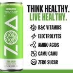 ZOA GREEN APPLE Sugar Free, Low Calorie Energy Drinks | Healthy B & C Vitamins | Electrolytes for Hydration | 160mg Caffeine from Green Tea | 12 Fl Oz Cans (12 Pack) - Image 4