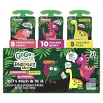 GoGo squeeZ No Sugar Added Fruit & veggieZ Applesauce and Puree Variety Pack, Jurassic Pear, Roarrrr Berry & Prehistoric Peach, 3.2 oz Pouches (Pack of 20), Fruit Snacks for Kids, Gluten Free, Nut Free, Recloseable Cap, BPA Free - Image 2