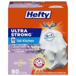 Hefty Ultra Strong 13 Gallon Trash Bags, Tall Kitchen Trash Bags 13 Gallon Size, Drawstring Closure, Continuous Odor Control, White, Lavender and Sweet Vanilla Scent, 80 Bags - Image 2