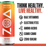 ZOA Zero Sugar Energy Drinks, Mango Splash - Sugar Free with Electrolytes, Healthy Vitamin C, Amino Acids, Essential B-Vitamins, and Caffeine from Green Tea - 12 Fl Oz (12-Pack) - Image 3