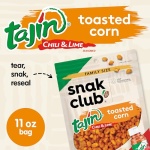 Snak Club Tajin Toasted Corn, Roasted Corn Nuggets with Chili and Lime Seasoning, Mild, 11 oz Resealable Bag - Image 4