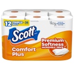 Scott ComfortPlus Toilet Paper, 12 Triple Rolls, 231 Sheets per Roll, Septic-Safe, 1-Ply Toilet Tissue - Image 2
