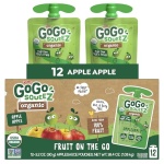 GoGo squeeZ No Sugar Added Organic Applesauce and Fruit Puree, Apple Apple, 3.2 oz Pouches (Pack of 12), Fruit Snacks for Kids, Gluten Free, Nut Free, Recloseable Cap, BPA Free - Image 2