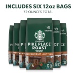 Starbucks Ground Coffee, Medium Roast Hot or Iced Coffee, Pike Place Roast, Six 12 oz Bags​ - Image 3