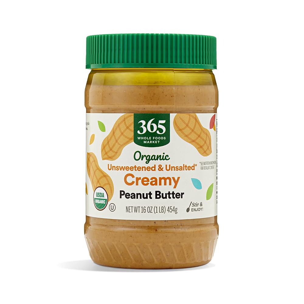 365 by Whole Foods Market, Organic Creamy Peanut Butter, Unsweetened & Unsalted, Stir and Enjoy, 16 Ounce 365 by Whole Foods Market, Organic Creamy Peanut Butter, Unsweetened & Unsalted, Stir and Enjoy, 16 Ounce - Image 1