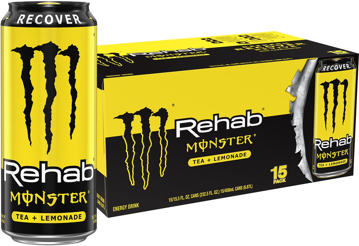 Monster Rehab Tea + Lemonade + Energy, Energy Drink 15.5 Ounce | Energy Iced Tea, Pack of 15 Monster Rehab Tea + Lemonade + Energy, Energy Drink 15.5 Ounce | Energy Iced Tea, Pack of 15 - Image 1
