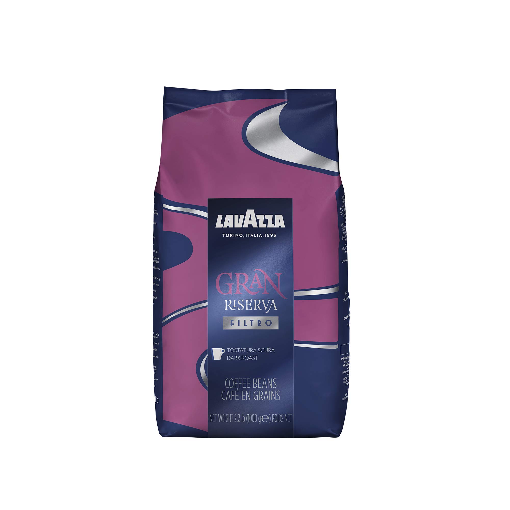 Lavazza Gran Riserva Filtro Whole Bean Coffee Dark Roast 2.2LB Bag, 100% Natural Arabica, Authentic Italian, Cocoa and Caramel aromatic notes (Pack of 6) Lavazza Gran Riserva Filtro Whole Bean Coffee Dark Roast 2.2LB Bag, 100% Natural Arabica, Authentic Italian, Cocoa and Caramel aromatic notes (Pack of 6) - Image 1