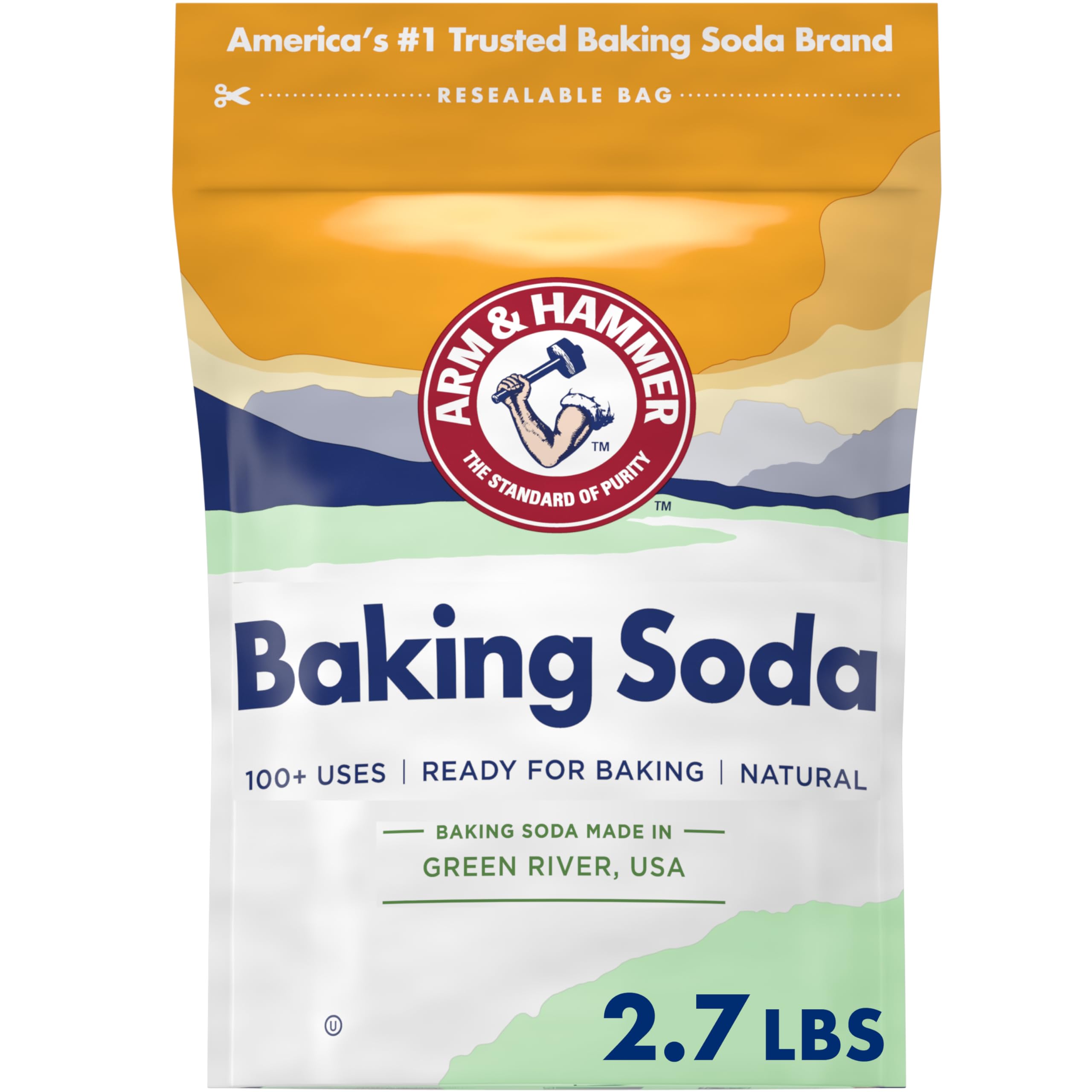 ARM & HAMMER Baking Soda, Multi-Purpose 100% Pure Sodium Bicarbonate Powder for Cooking, Baking, Cleaning, Laundry, Deodorizing, DIY & More, 2.7 Lbs ARM & HAMMER Baking Soda, Multi-Purpose 100% Pure Sodium Bicarbonate Powder for Cooking, Baking, Cleaning, Laundry, Deodorizing, DIY & More, 2.7 Lbs - Image 1