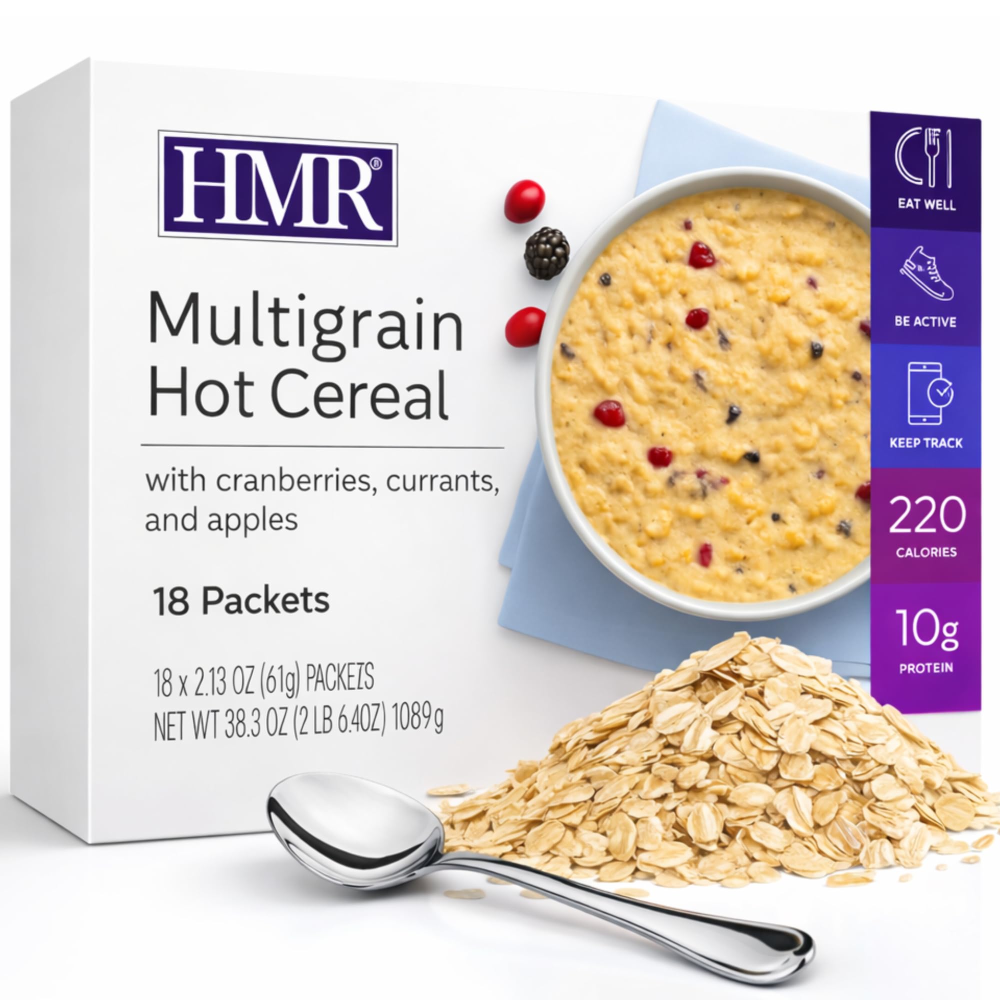HMR Multigrain Hot Cereal – High Protein Oatmeal Alternative for Weight Loss | 10g Protein, 220 Calories | Low Calorie Breakfast or Snack | Convenient Diet Meal | 18 Count HMR Multigrain Hot Cereal – High Protein Oatmeal Alternative for Weight Loss | 10g Protein, 220 Calories | Low Calorie Breakfast or Snack | Convenient Diet Meal | 18 Count - Image 1