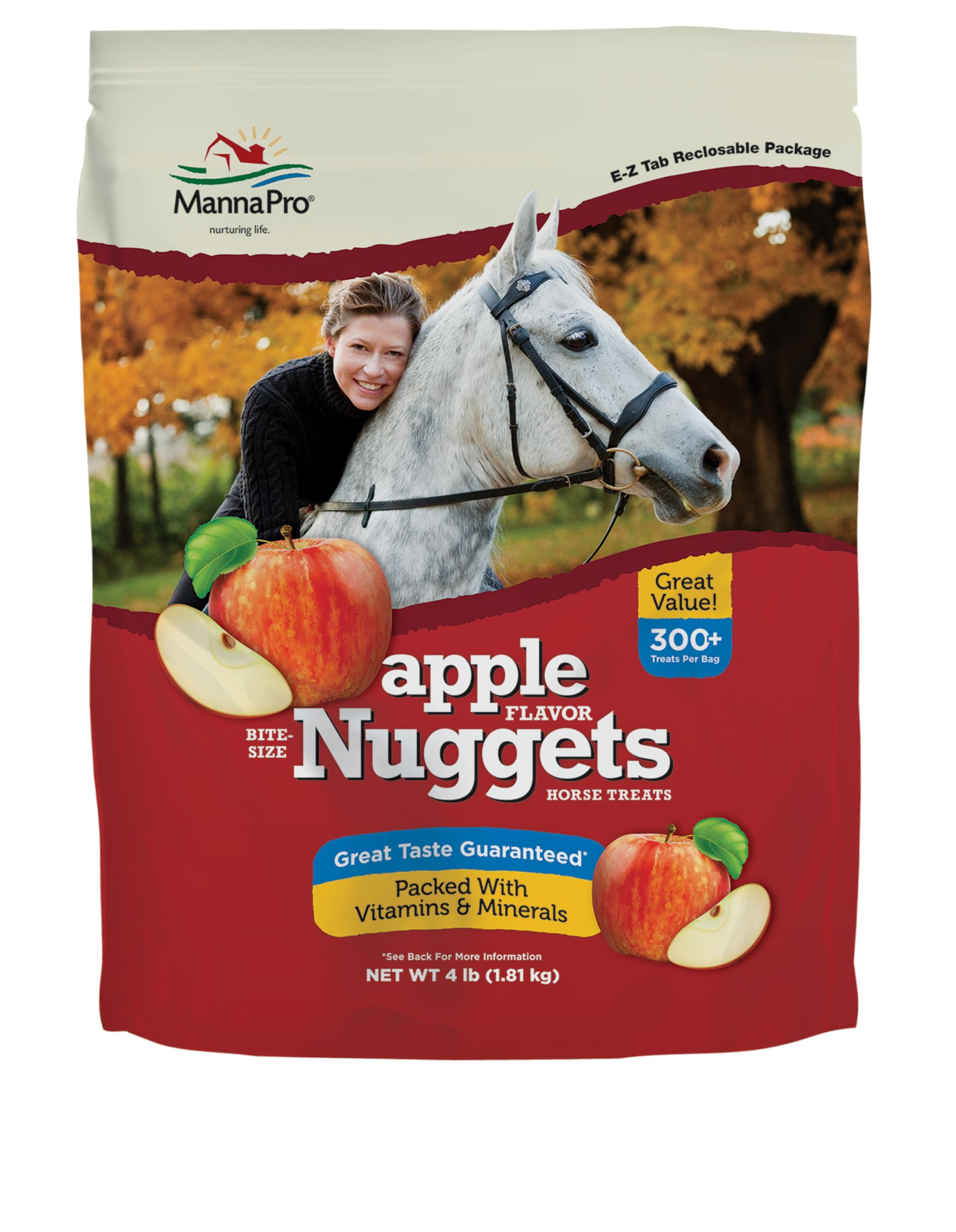 Manna Pro Bite-Size Nuggets for Horses, Pocket Sized Training Horse Treats, Apple Flavored Treats, Packs with Vitamins & Minerals, Great Taste Guaranteed, 4 lbs Manna Pro Bite-Size Nuggets for Horses, Pocket Sized Training Horse Treats, Apple Flavored Treats, Packs with Vitamins & Minerals, Great Taste Guaranteed, 4 lbs - Image 1