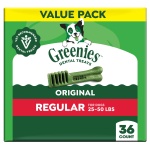 Greenies Veterinarian-Recommended Adult Natural Dental Dog Treats Regular Size, Dog Dental Chews, Original Flavor, 36 oz. Pack, 36 Count