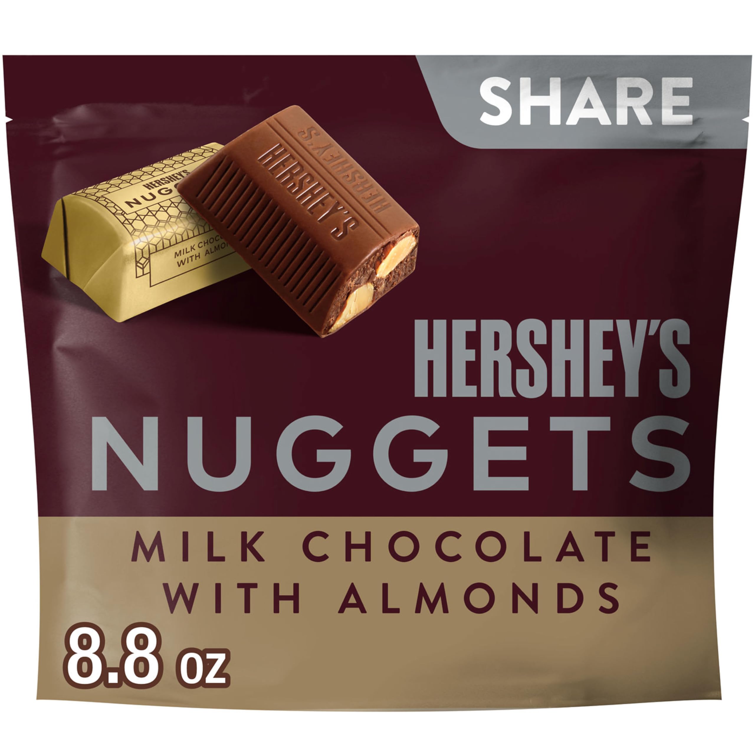 Hershey'S Nuggets Milk Chocolate With Almonds Candy Share Pack, 8.8 Oz