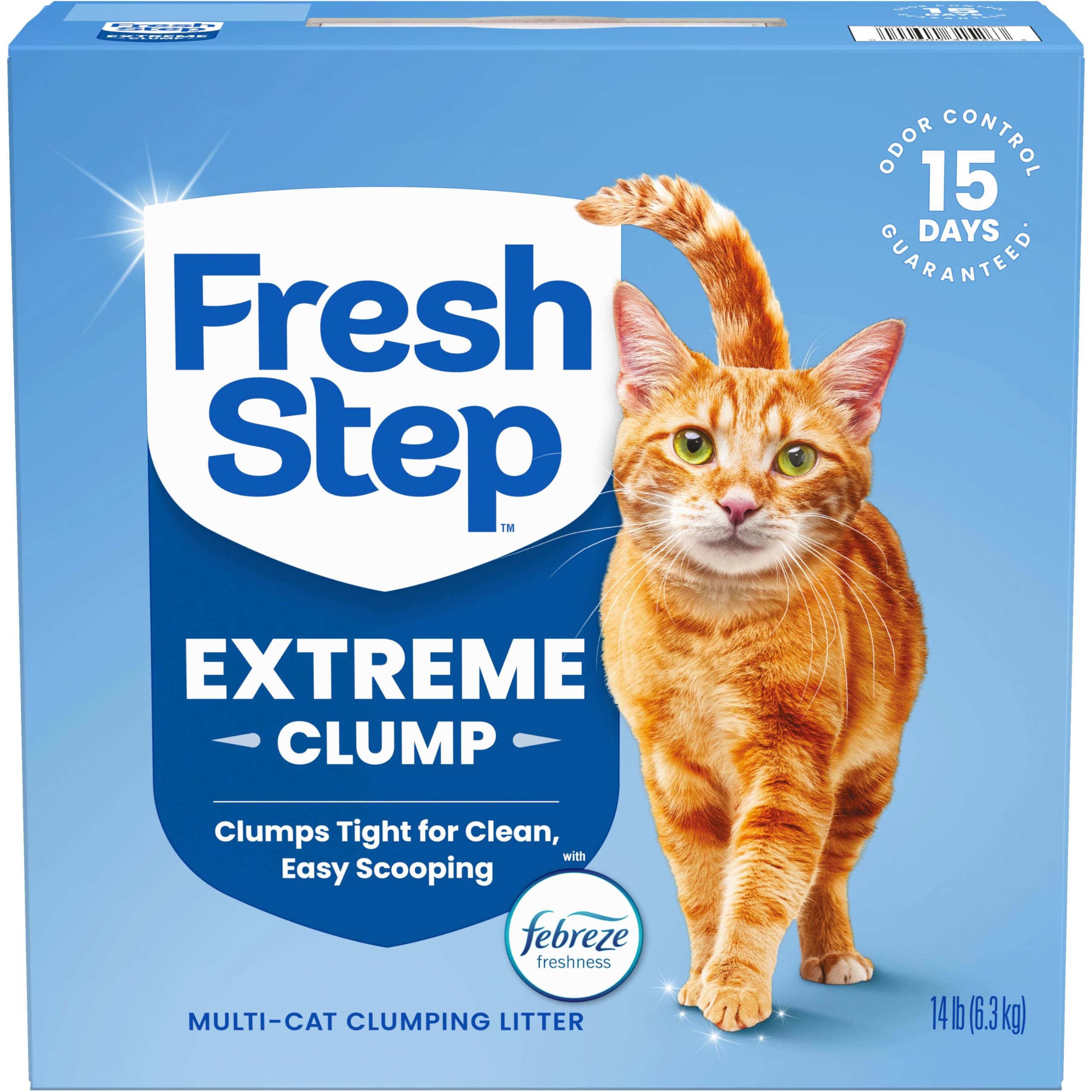 Fresh Step Extreme Multi Cat Clumping Litter with Febreze Freshness, Low Dust, Odor Control with Ammonia Block Tech, Compatible in Automatic Litter Boxes, 14 lb. Box Fresh Step Extreme Multi Cat Clumping Litter with Febreze Freshness, Low Dust, Odor Control with Ammonia Block Tech, Compatible in Automatic Litter Boxes, 14 lb. Box - Image 1