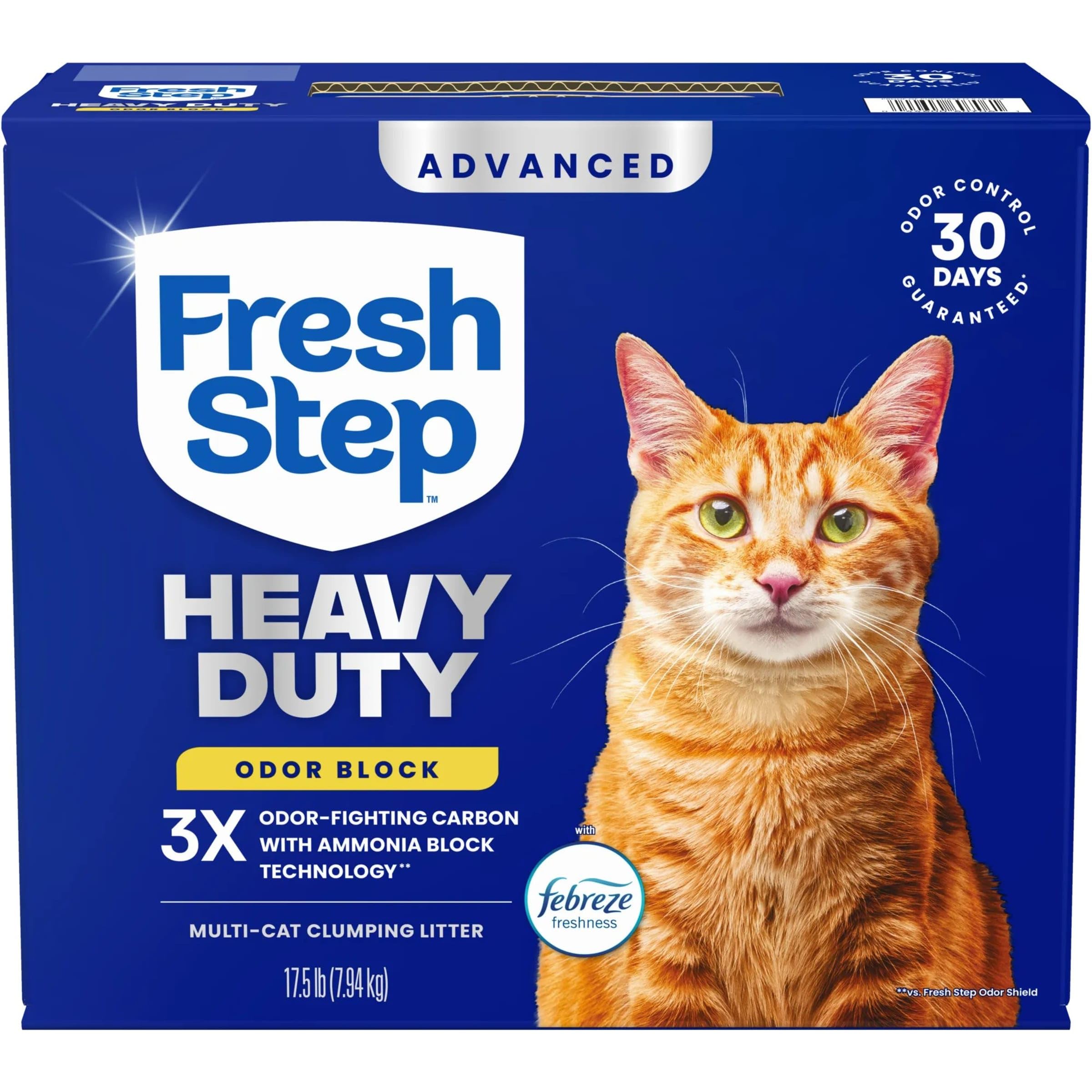 Fresh Step Heavy Duty Odor Block Advanced Multi Cat Clumping Litter with Febreze, 17.5 lb (Package May Vary) Fresh Step Heavy Duty Odor Block Advanced Multi Cat Clumping Litter with Febreze, 17.5 lb (Package May Vary) - Image 1