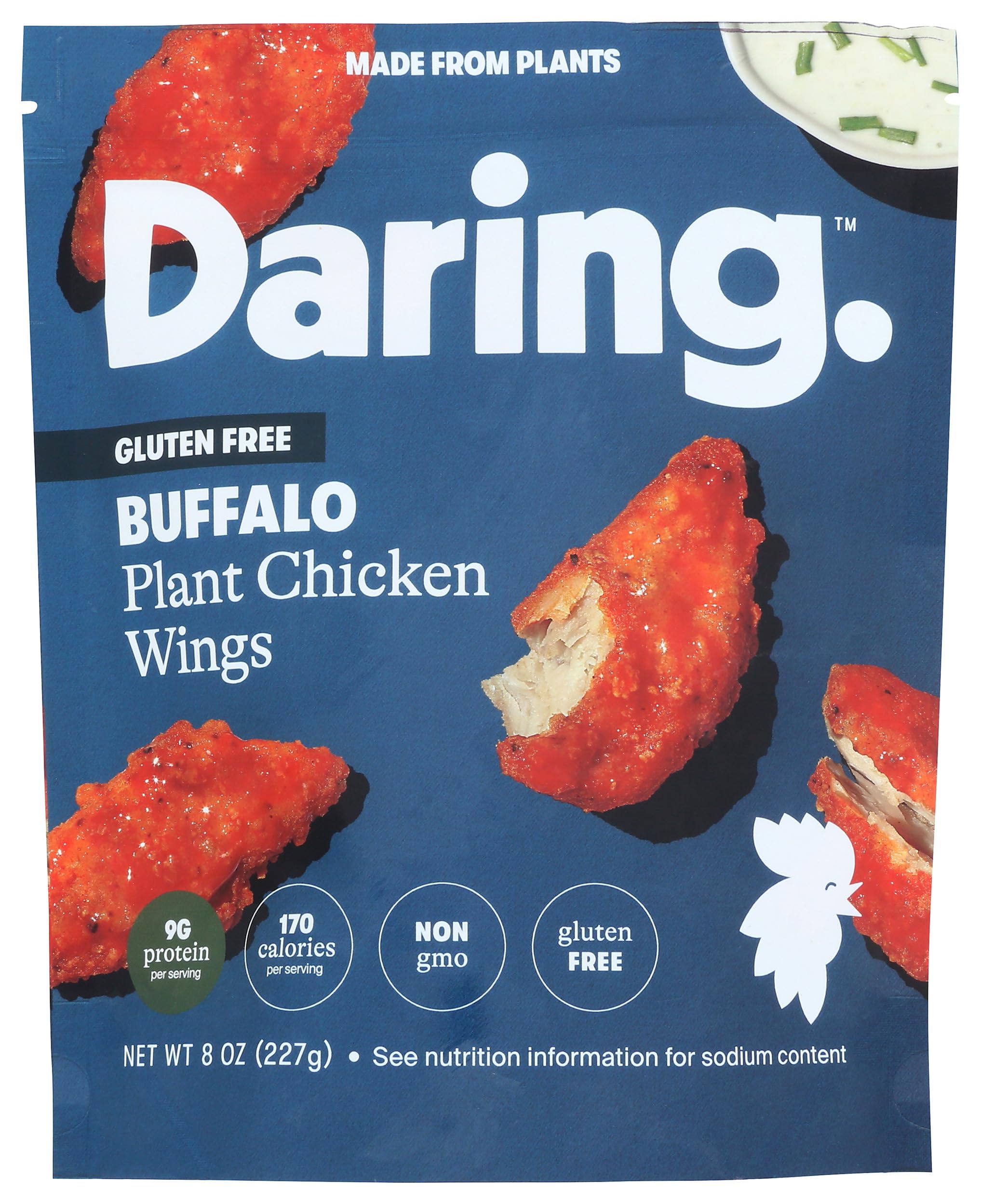 Daring Foods, Frozen, Chicken Wings Plant Based Buffalo, 8 Ounce