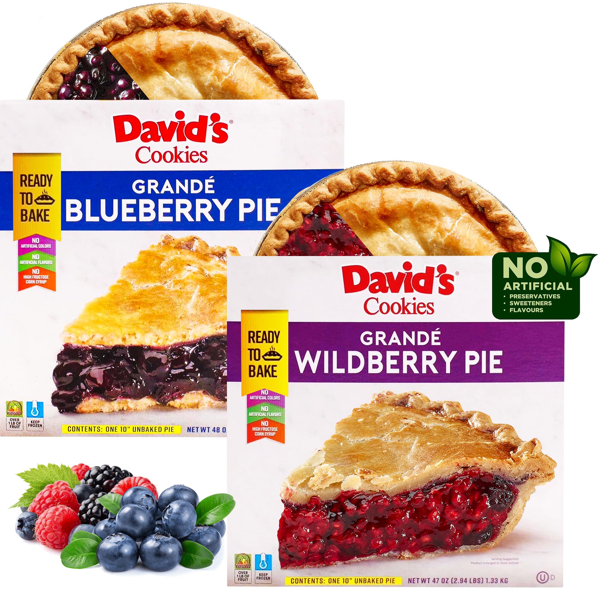 David’s Cookies Grandé Blueberry & Wildberry Pie Combo – 10” Ready-to-Bake Dessert Pies with Sweet Blueberries & Tart Mixed Berries – Dessert Gift for Easter, Mother’s Day, Father’s Day & Birthdays David’s Cookies Grandé Blueberry & Wildberry Pie Combo – 10” Ready-to-Bake Dessert Pies with Sweet Blueberries & Tart Mixed Berries – Dessert Gift for Easter, Mother’s Day, Father’s Day & Birthdays - Image 1