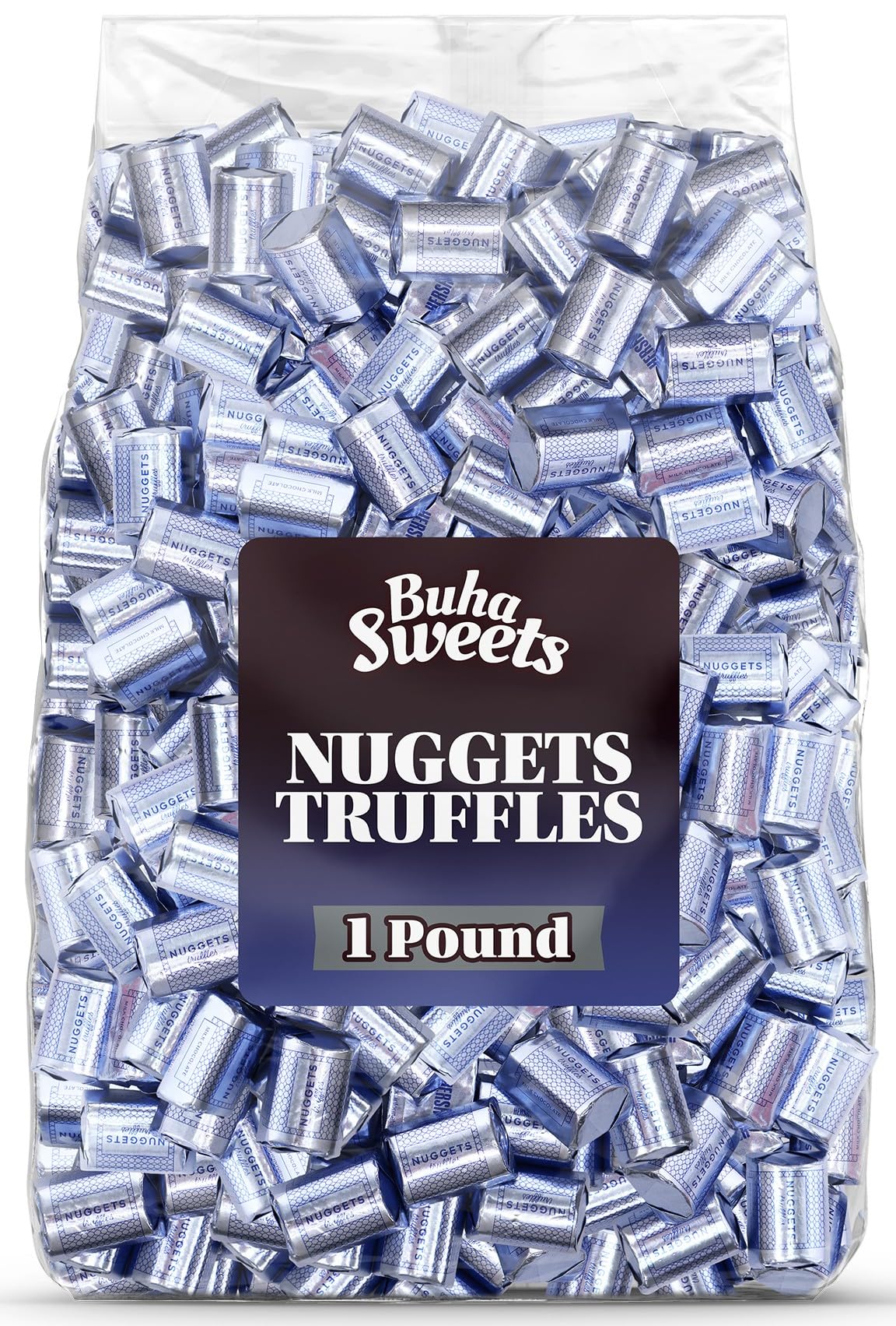 Bulk Nuggets Truffles Milk Chocolate 1 Pound - Approx 45 Individually Wrapped Chocolates Candy For Parties & Weddings & Treats