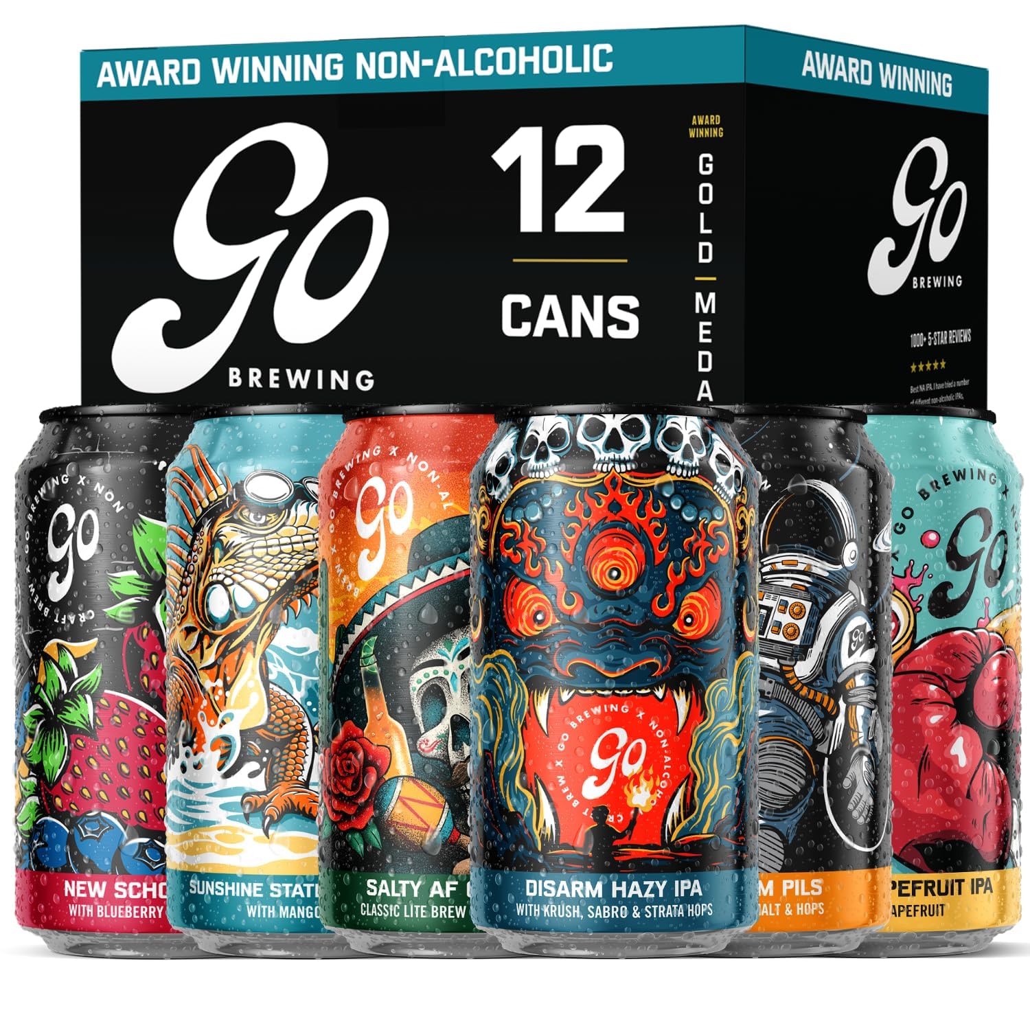 Go Brewing - 12 Mixed Pack - Non-Alcoholic Brew - Small Batch Brew - Classic Ingredients - Non Alcoholic Assorted Variety Pack - Low-Calorie, NA Brew - Ideal for Any Occasion (12 oz, 12 Pack) Go Brewing - 12 Mixed Pack - Non-Alcoholic Brew - Small Batch Brew - Classic Ingredients - Non Alcoholic Assorted Variety Pack - Low-Calorie, NA Brew - Ideal for Any Occasion (12 oz, 12 Pack) - Image 1