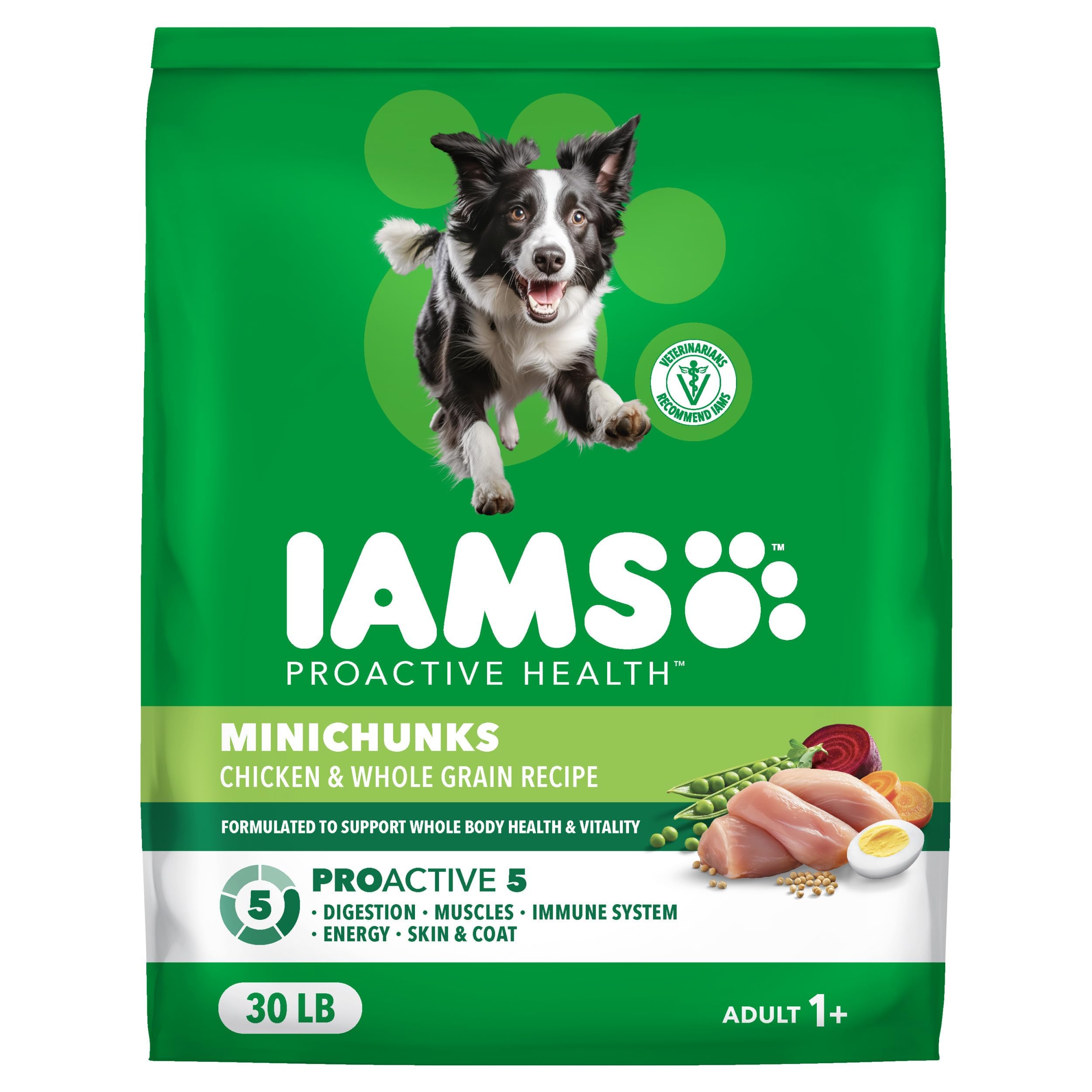 IAMS Proactive Health Adult Minichunks Premium Dry Dog Food, Adult Dog Food Dry Recipe, 30 lb. Bag