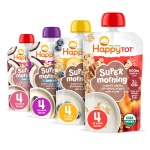 HAPPYTOT Organics Stage 4 Baby Food Pouches, Gluten Free, Super Morning Fruit & Oat Variety Pack Blend 4 Oz (Pack of 16), Amazon Exclusive
