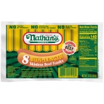 Nathans, 8 Bun Length Skinless Beef Franks, 12 Ounce