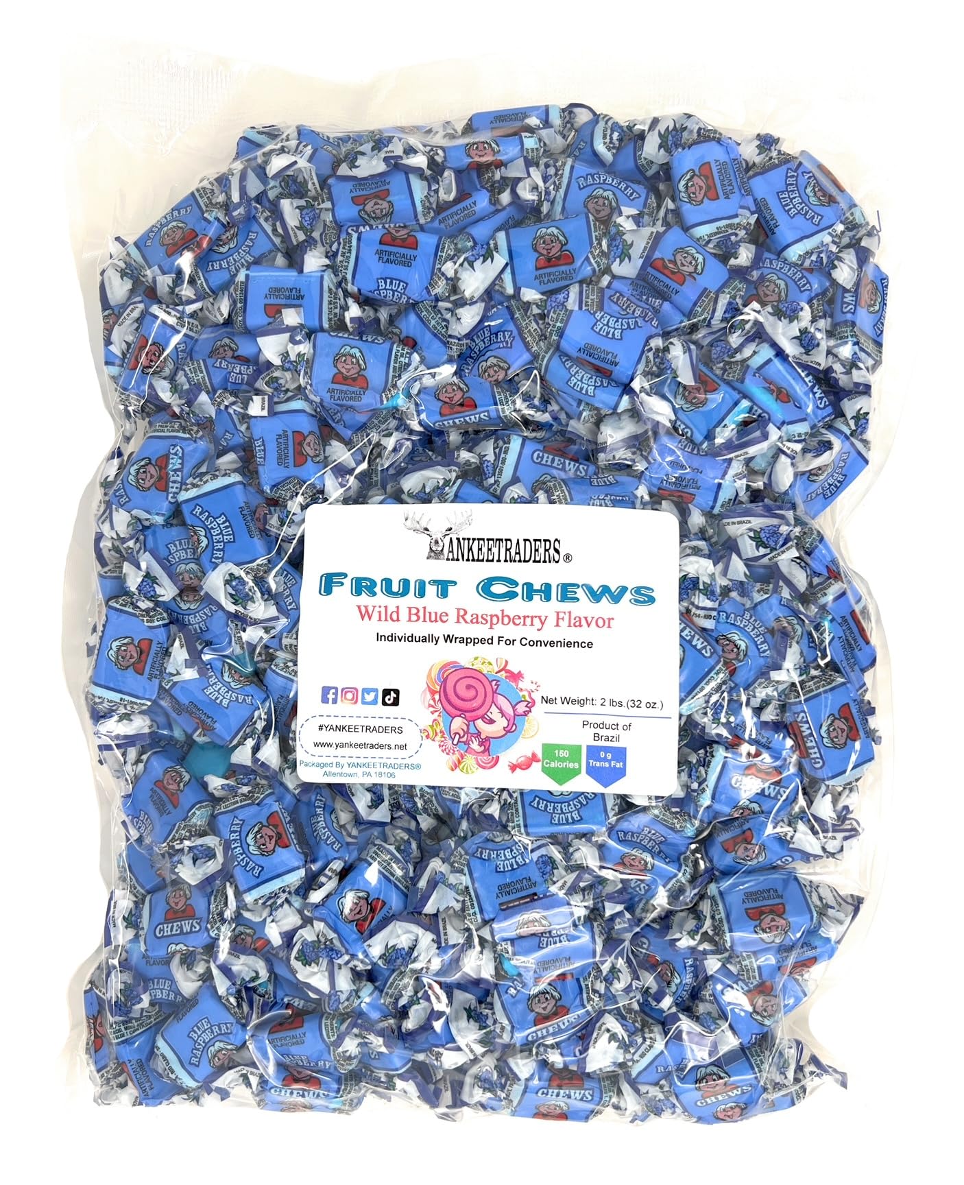 Wild Blue Raspberry Flavored Fruit Chews, 2 Pounds Bulk Wild Blue Raspberry Flavored Fruit Chews, 2 Pounds Bulk - Image 1