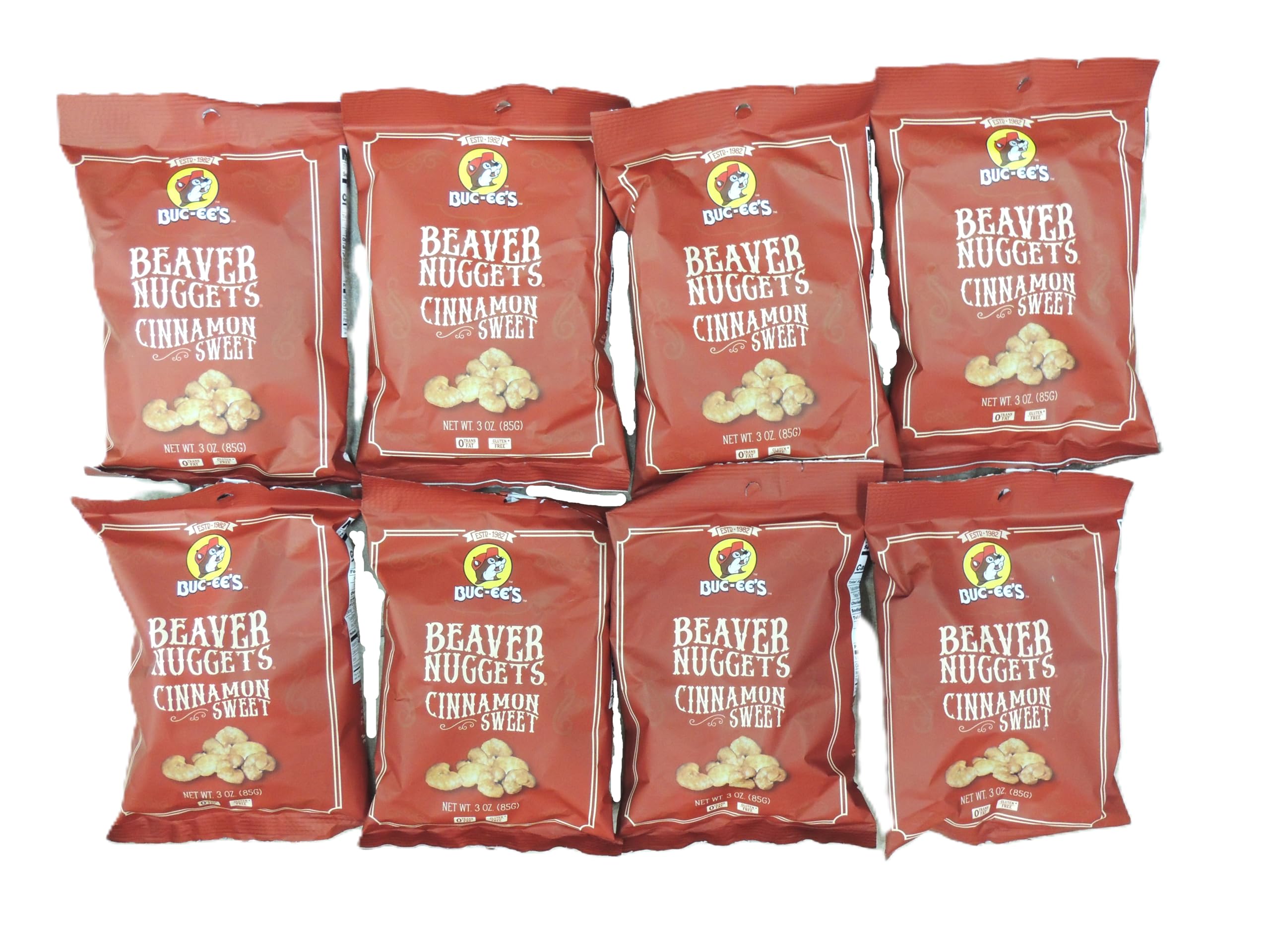 Buc-ee's Beaver Nuggets Cinnamon Sweet Corn Puff Snacks Texas Bucees (Pack of 8 Bags)