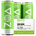 ZOA GREEN APPLE Sugar Free, Low Calorie Energy Drinks | Healthy B & C Vitamins | Electrolytes for Hydration | 160mg Caffeine from Green Tea | 12 Fl Oz Cans (12 Pack)