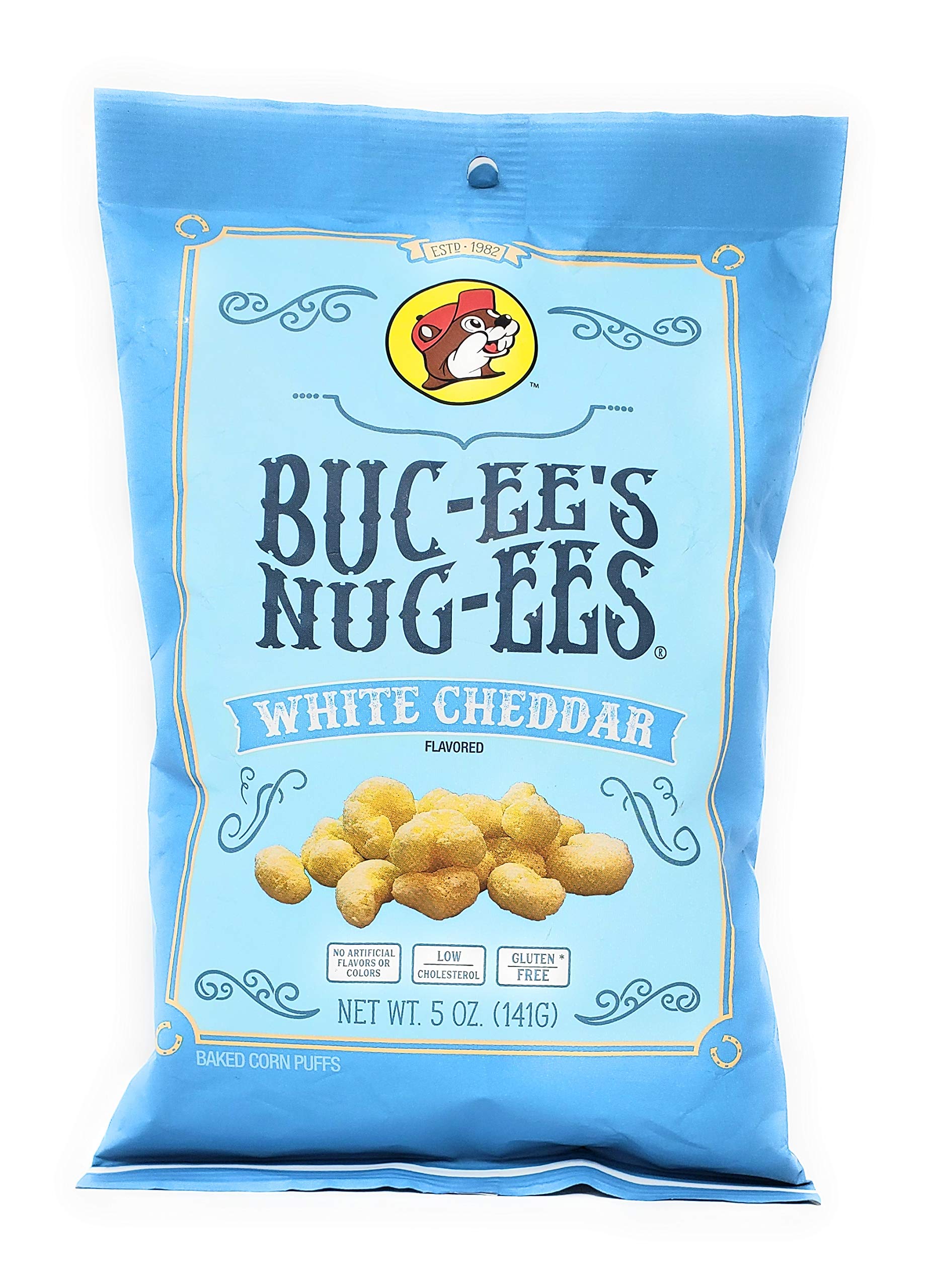 Buc-ee's Nug-ees: White Cheddar Flavored Powdery Cheese-Flavored Beaver Nuggets Sweet Corn Puff Snacks From Texas, Gluten Free, 1 Bag of 5 Ounce Buc-ee's Nug-ees: White Cheddar Flavored Powdery Cheese-Flavored Beaver Nuggets Sweet Corn Puff Snacks From Texas, Gluten Free, 1 Bag of 5 Ounce - Image 1