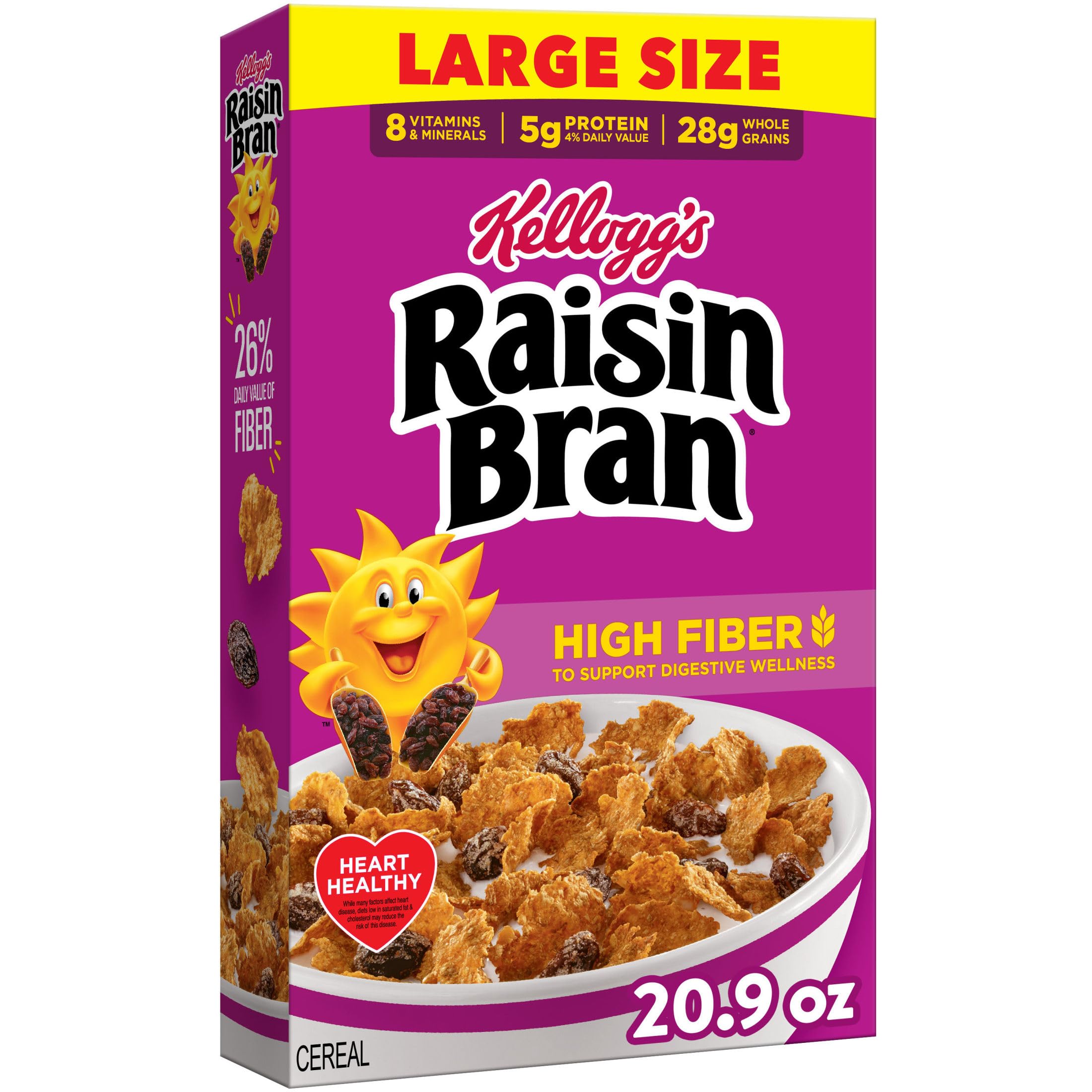 Kellogg’s Raisin Bran Breakfast Cereal, High Fiber, 28g Whole Grain, Large Size, 20.9 oz Kellogg’s Raisin Bran Breakfast Cereal, High Fiber, 28g Whole Grain, Large Size, 20.9 oz - Image 1