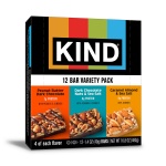 KIND Healthy Snacks Bars Variety Pack, Gluten Free, Low Sugar, High Fiber Snacks, Dark Chocolate Nuts & Sea Salt, Peanut Butter Dark Chocolate, Caramel Almond & Sea Salt, 6-7g Protein, 12 Count