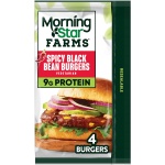 MorningStar Farms Veggie Burgers, Vegetarian Meat, Spicy Black Bean (4 Count)