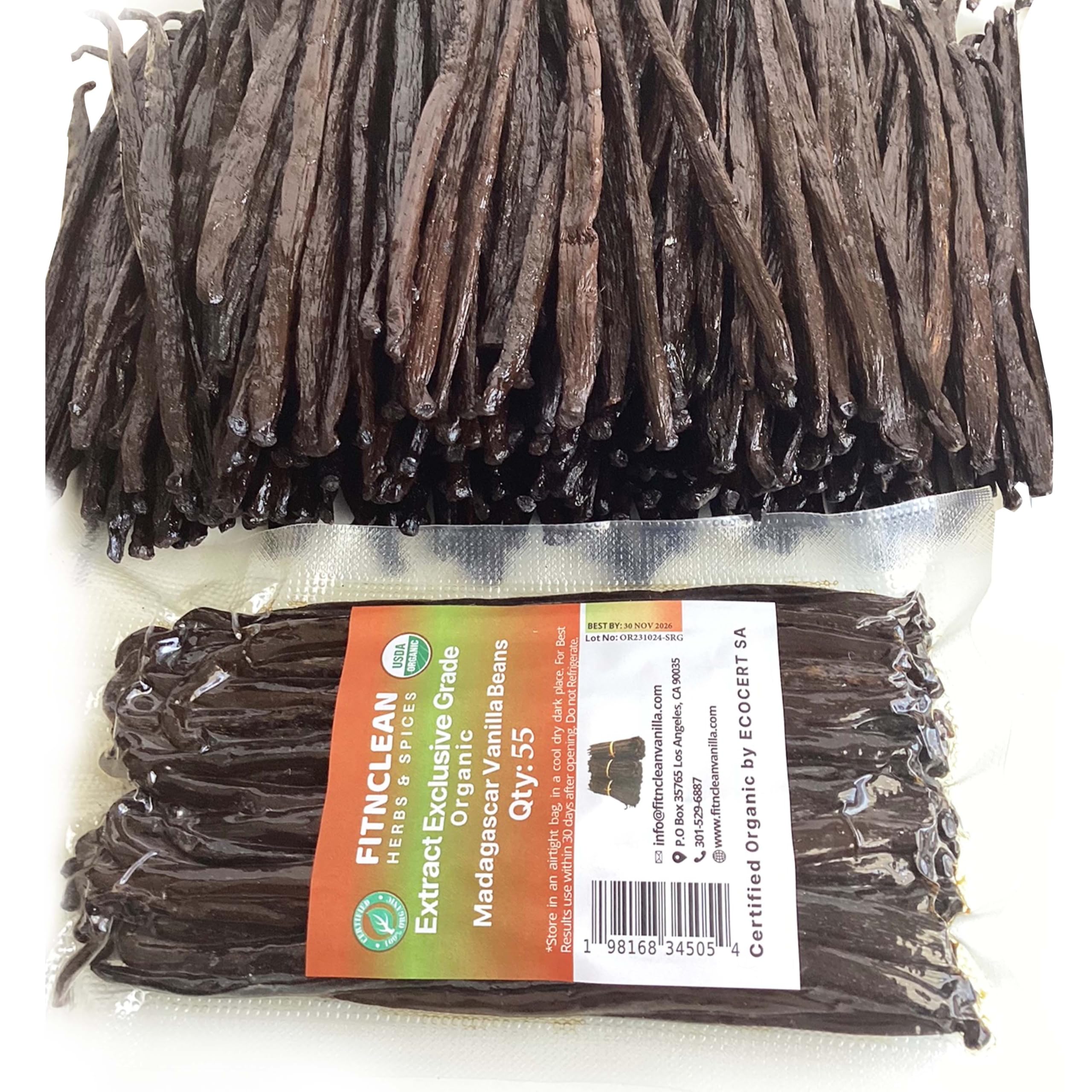 55 Organic Madagascar Vanilla Extract Exclusive Grade B Beans| 4" - 5" by FITNCLEAN VANILLA| Certified USDA Organic. Bulk Dry Whole Bourbon NON-GMO Pods 55 Organic Madagascar Vanilla Extract Exclusive Grade B Beans| 4" - 5" by FITNCLEAN VANILLA| Certified USDA Organic. Bulk Dry Whole Bourbon NON-GMO Pods - Image 1
